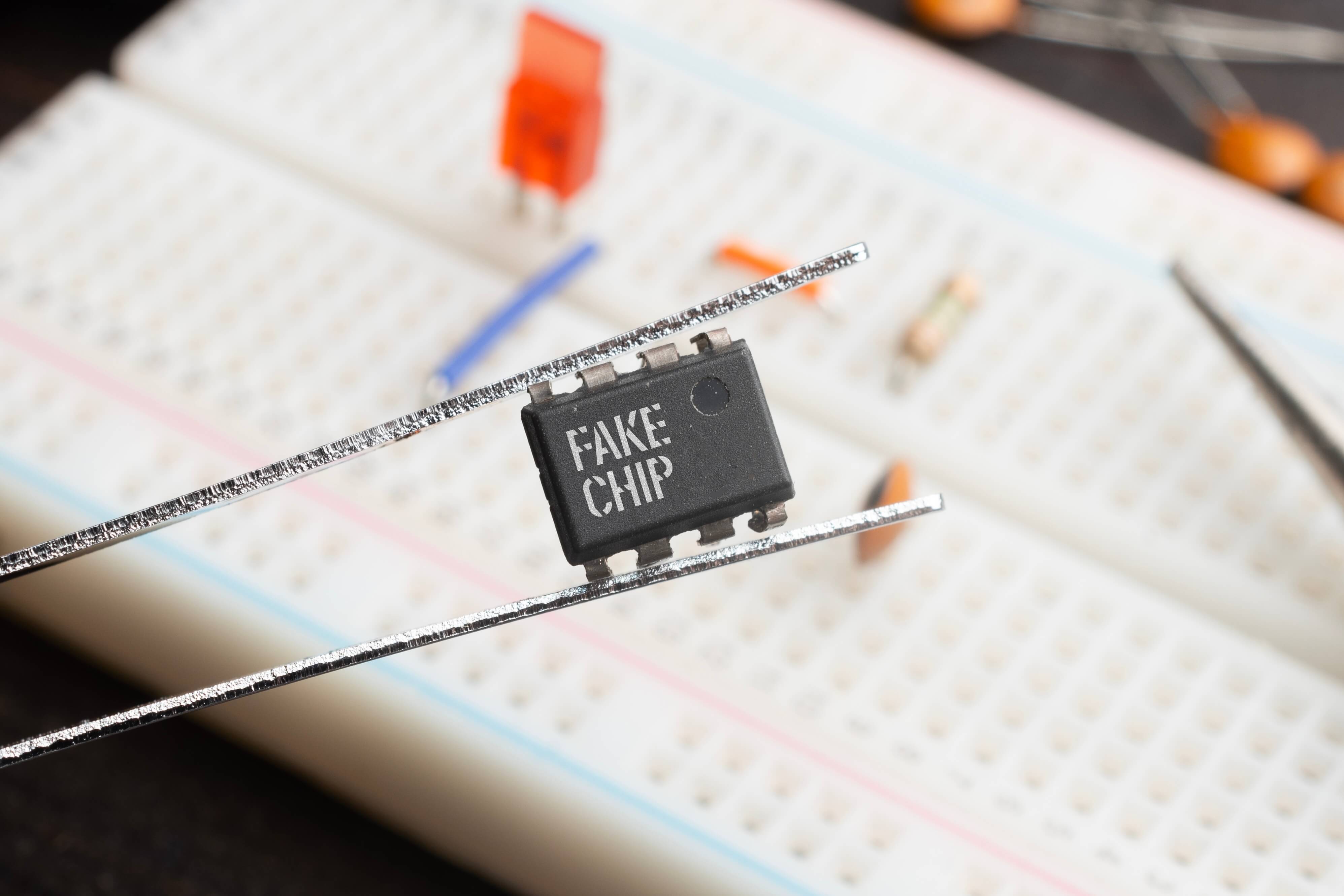 Fake microchip as brokerware in the test